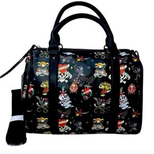 Ed Hardy Black Multicolor Satchel
